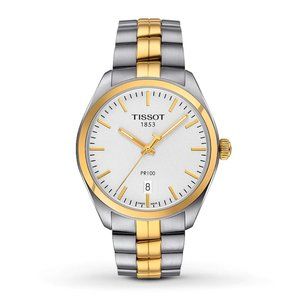 Tissot Men's PR100 Stainless Steel Two Tone Gold Plated Bracelet Date Watch